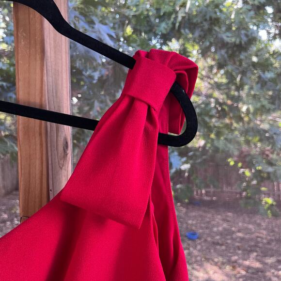 Ann Taylor Women's Red One Shoulder Side Pleated Cocktail Dress Size 12. NEW - Picture 3 of 9